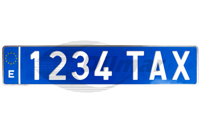 Placa de matrícula taxi azul
